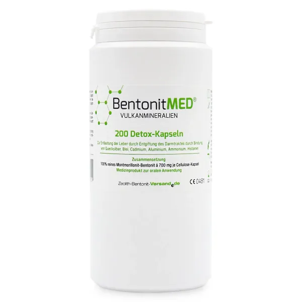 Φυσικός Μοντμοριλλονίτης Μπεντονίτης MED® detox - Κάψουλες 700 mg - 200 τεμάχια